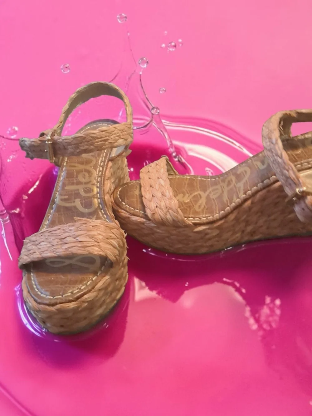 Sam Edelman wedge sandals braided raffia upper & platform Women's Shoes Size 7